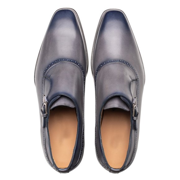 Bashwood Handmade Patina Blue Leather Oxfords